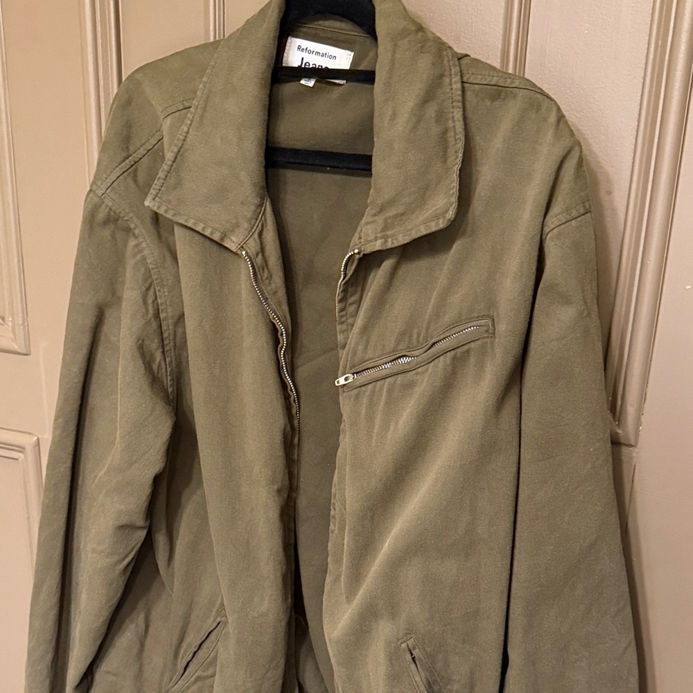 Reformation Marco Bomber Olive Jacket